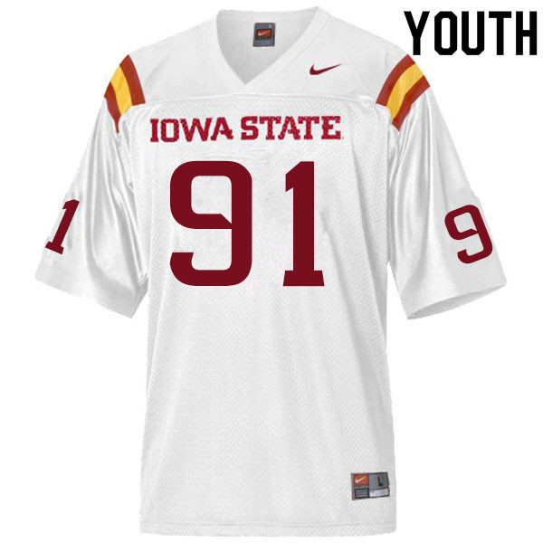 Youth #91 Blake Peterson Iowa State Cyclones College Football Jerseys Sale-White